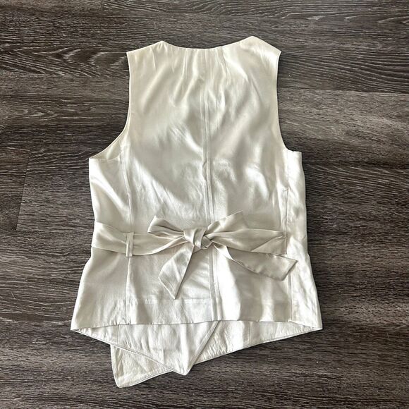 EUC Alexander Wang 100% Silk Asymmetrical Draped Blouse Vest Top Tie Back Size 6 - Picture 3 of 15